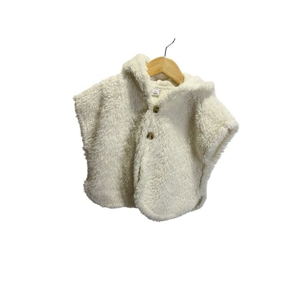 OLD NAVY HOODED SHERPA PONCHO FOR TODDLER GIRL SWEATER 3T Cream - Picture 3 of 5